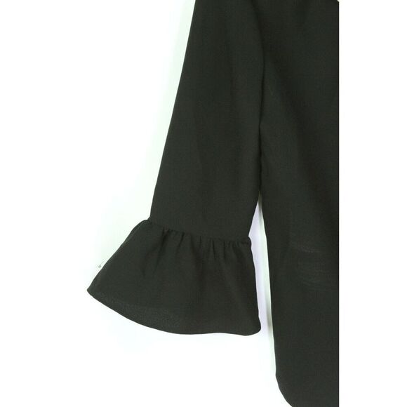 Catherine Malandrino Top XS Black Womens Sequin Ruffle Cocktail - Picture 11 of 12